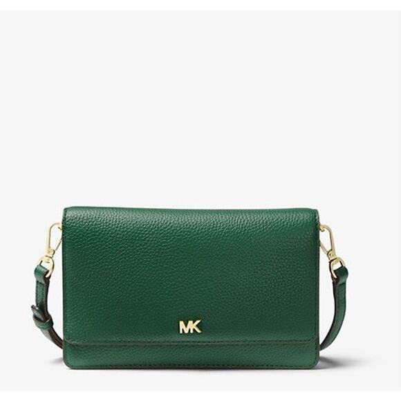 MICHAEL MICHAEL KORS Pebbled Leather Convertible Crossbody Bag Green - Picture 1 of 13